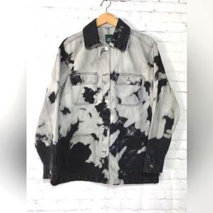 WILD FABLE Women's Size: Medium Gray/Black Tie Dye Denim Button Up Jacket NWT